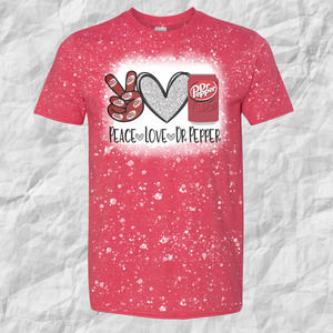 Peace Love Dr Pepper Sublimated Red Tee XLarge